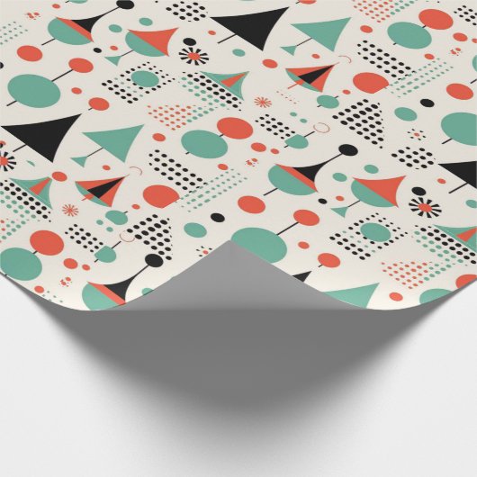 Atomic Mid Century Moderne Kerstmis Cadeaupapier (Hoek)