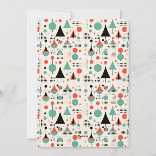 Atomic Mid Century Moderne Kerstmis Feestdagenkaart (Achterkant)