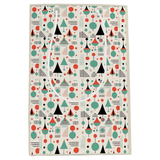 Atomic Mid Century Moderne Kerstmis Medium Cadeauzakje (Voorkant)