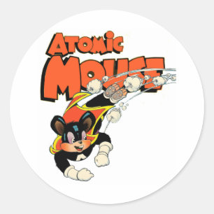 Atomic Mouse leuke cartoon superheld Ronde Sticker