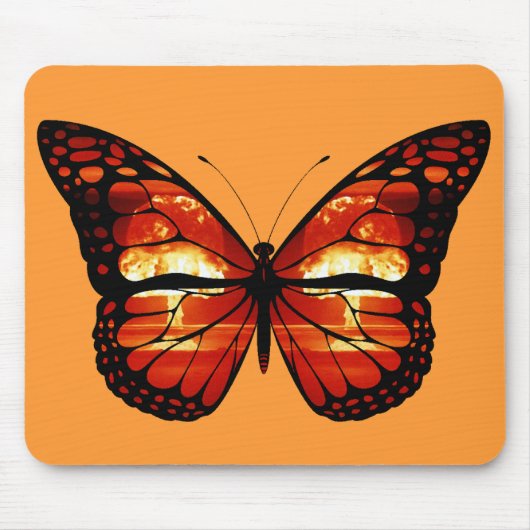 Atomic Mushroom Cloud Butterfly Mousepad Muismat (Voorkant)