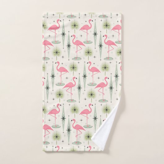 Atomic Oasis met roze flamingos Bad Handdoek (Handdoek)