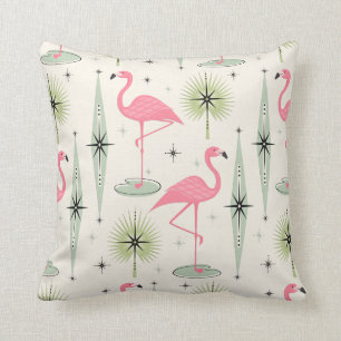 Atomic Oasis met roze Flamingos Canvas tas Kussen