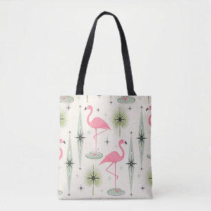 Atomic Oasis met roze flamingos Tote Bag