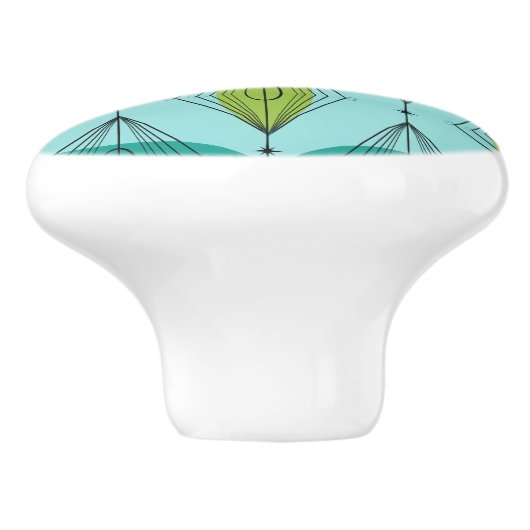 Atomic Ogee and Starbursts Pattern Ceramic Knob. Keramische Knop (Zijkant)