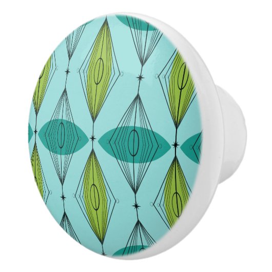 Atomic Ogee and Starbursts Pattern Ceramic Knob. Keramische Knop (Rechts)