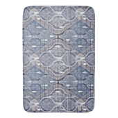 Atomic Ogee Blue Gray Modern Farmhouse Mideeuw Badmat (Voorkant Verticaal)