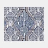 Atomic Ogee Blue Gray Modern Farmhouse Mideeuw Fleece Deken (Voorkant (Horizontaal))