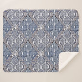 Atomic Ogee Blue Gray Modern Farmhouse Mideeuw Sherpa Deken (Voorkant (horizontaal))