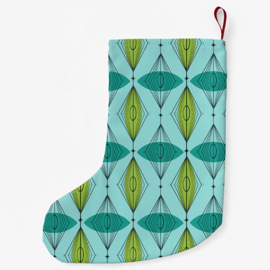 Atomic Ogee en Starbursts kerst Stocking Kleine Kerstsok (Achterkant)