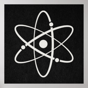 Atomic Orbit Icon Molecule Art Black Poster
