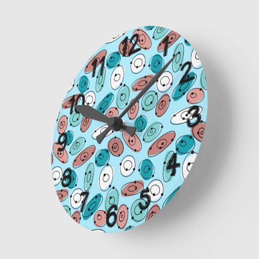 Atomic Ovals Turquoise Ronde Klok (Hoek)
