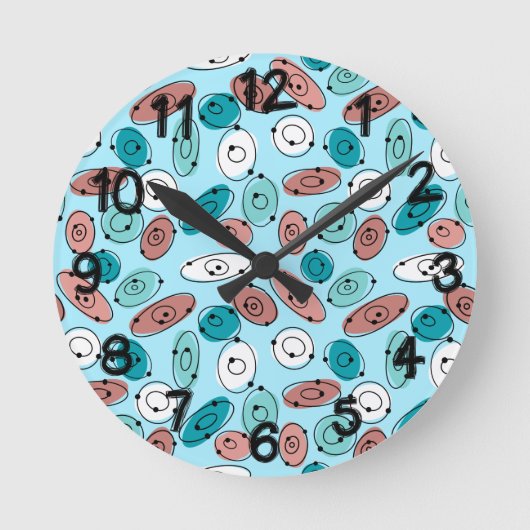 Atomic Ovals Turquoise Ronde Klok (Voorkant)