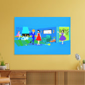 Atomic Palm Springs Cocktail Party Verpakt Canvas (Insitu (Woonkamer))