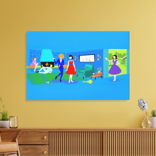 Atomic Palm Springs Cocktail Party Verpakt Canvas (Insitu (Woonkamer))