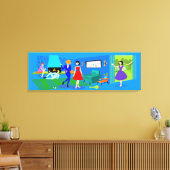 Atomic Palm Springs Cocktail Party Verpakt Canvas (Insitu (Woonkamer))