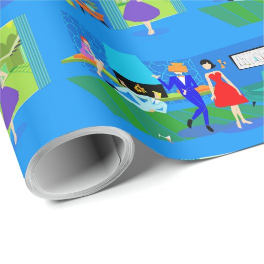 Atomic Palm Springs Cocktail Party Wrapping Paper Cadeaupapier (Rol Hoek)