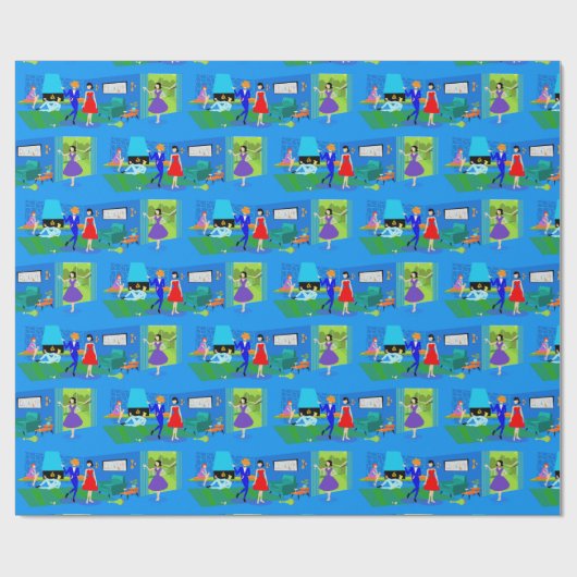 Atomic Palm Springs Cocktail Party Wrapping Paper Cadeaupapier (Vlak)