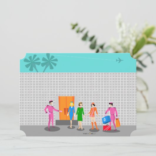 Atomic Palm Springs Stewardess Party Invitation Kaart (Staand voorkant)