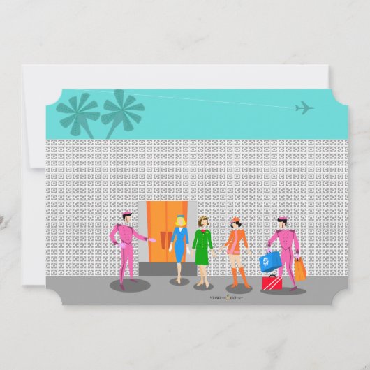 Atomic Palm Springs Stewardess Party Invitation Kaart (Voorkant)