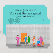 Atomic Palm Springs Stewardess Party Invitation Kaart (Voorkant / Achterkant)