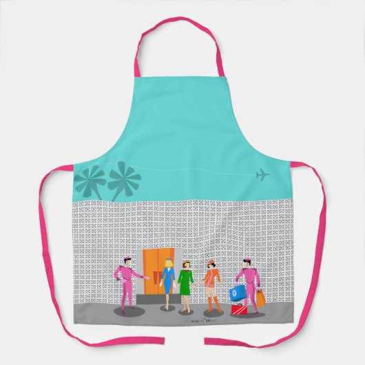 Atomic Palm Springs Stewardess Party Print Apron Schort (Voorkant)