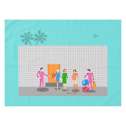 Atomic Palm Springs Stewardess Party Tablecloth Tafelkleed (Voorkant (Horizontaal))