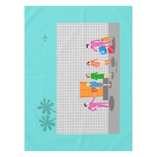 Atomic Palm Springs Stewardess Party Tablecloth Tafelkleed (Voorkant)