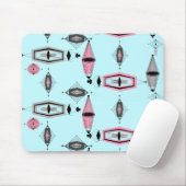 Atomic Pink & Grey Pattern Mousepad Muismat (Met muis)