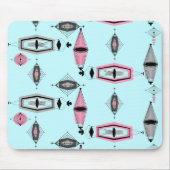 Atomic Pink & Grey Pattern Mousepad Muismat (Voorkant)