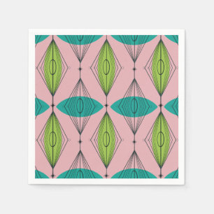 Atomic Pink Ogee en Starbursts Paper Napkins Servet