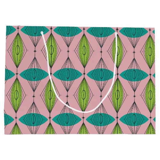 Atomic Pink Ogee & Starburst Gift Bag Groot Cadeauzakje (Achterkant)