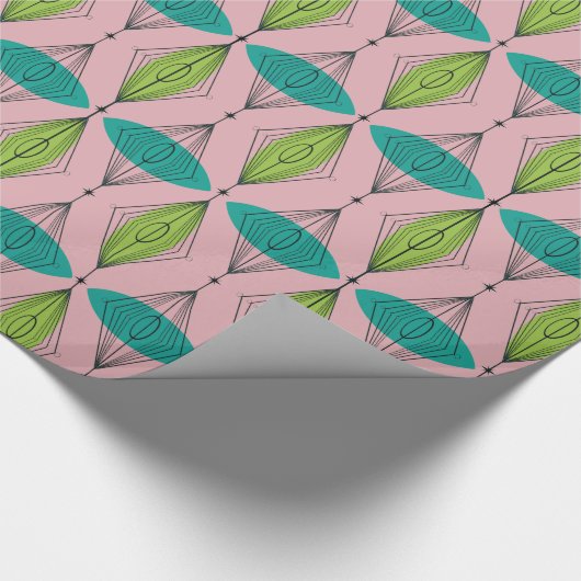 Atomic Pink Ogee & Starburst inpakpapier (Hoek)