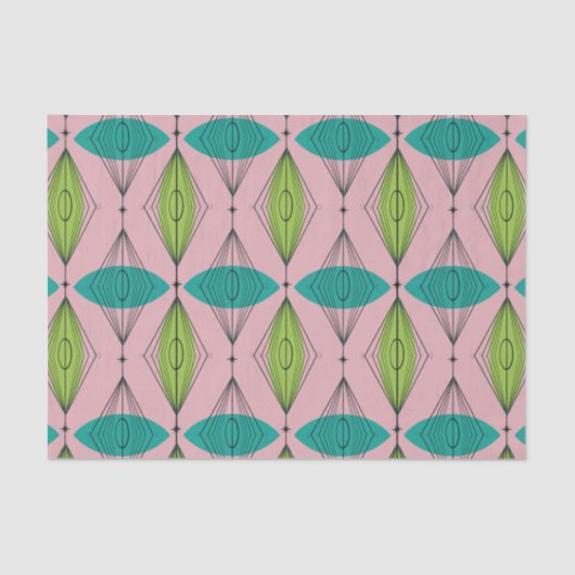 Atomic Pink Ogee & Starburst tissuepapier (Voorkant)