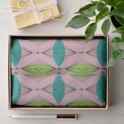 Atomic Pink Ogee & Starburst tissuepapier (Geschenk)