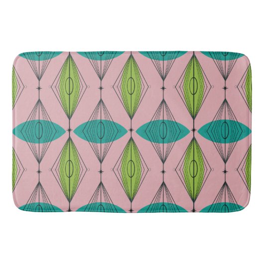 Atomic Pink Ogee & Starbursts Bath Mat (Voorkant)