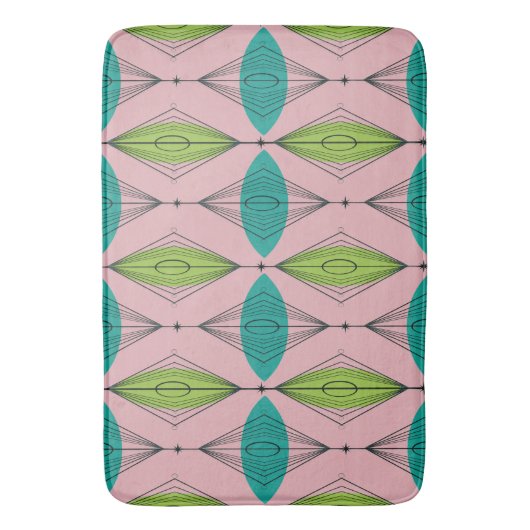 Atomic Pink Ogee & Starbursts Bath Mat (Voorkant Verticaal)