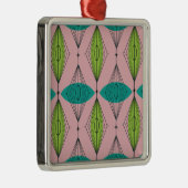 Atomic Pink Ogee & Starbursts kerstversiering Metalen Ornament (Rechts)