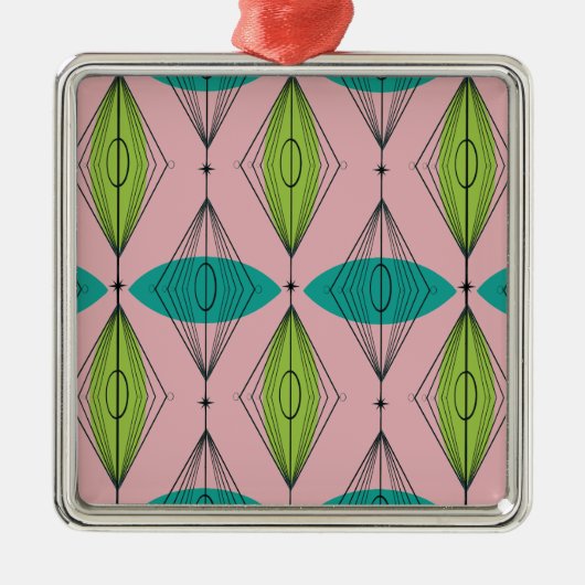Atomic Pink Ogee & Starbursts kerstversiering Metalen Ornament (Voorkant)