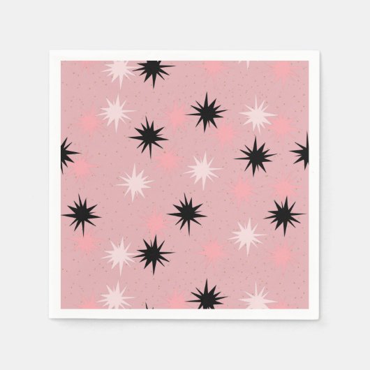 Atomic Pink Starbursts Paper Napkins Servetten (Voorkant)