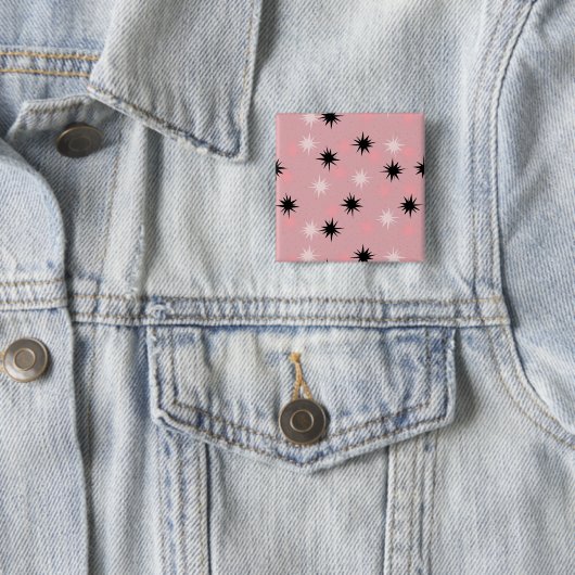 Atomic Pink Starbursts Square Button (In situ)
