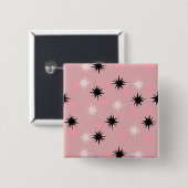 Atomic Pink Starbursts Square Button (Voorkant /achterkant)