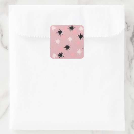 Atomic Pink Starbursts Square Stickers (Tas)