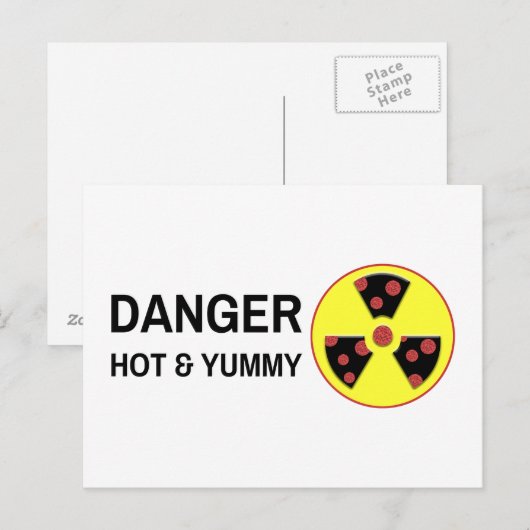Atomic Pizza Hot en Yummy Briefkaart (Voorkant / Achterkant)