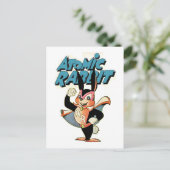 Atomic Rabbit grappige cartoon superheld Briefkaart (Staand voorkant)