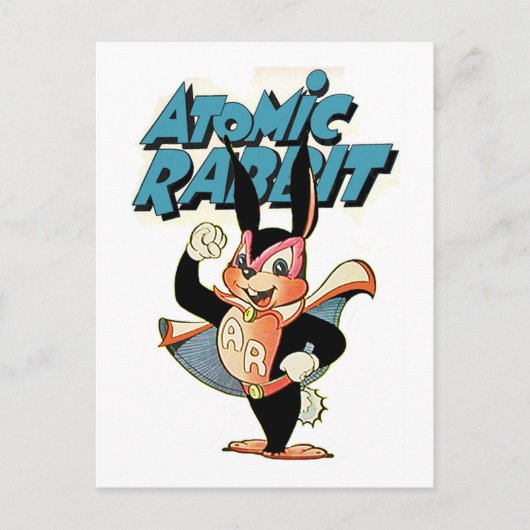 Atomic Rabbit grappige cartoon superheld Briefkaart (Voorkant)