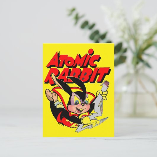 Atomic Rabbit grappige superheld Briefkaart (Staand voorkant)
