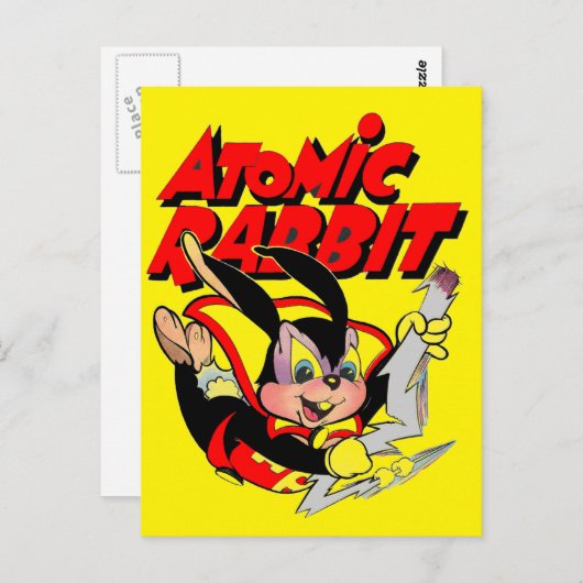 Atomic Rabbit grappige superheld Briefkaart (Voorkant / Achterkant)