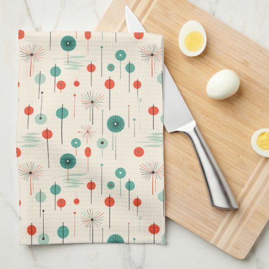 Atomic Red en Green Christmas Kitchen Towel Theedoek (Quarter Fold)