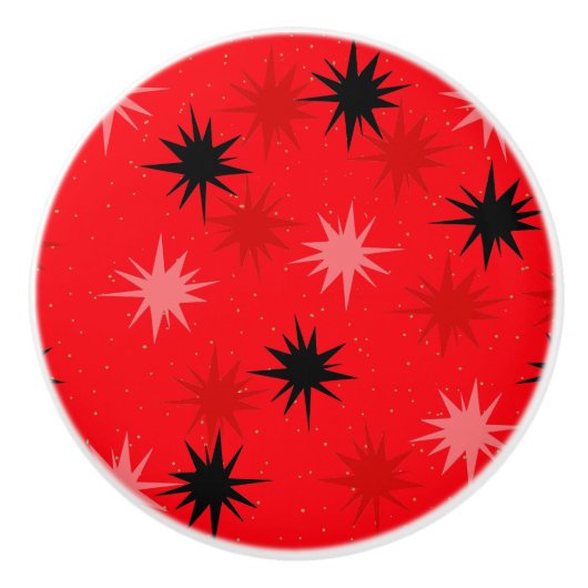 Atomic Red Starbursts keramische knop (Voorkant)